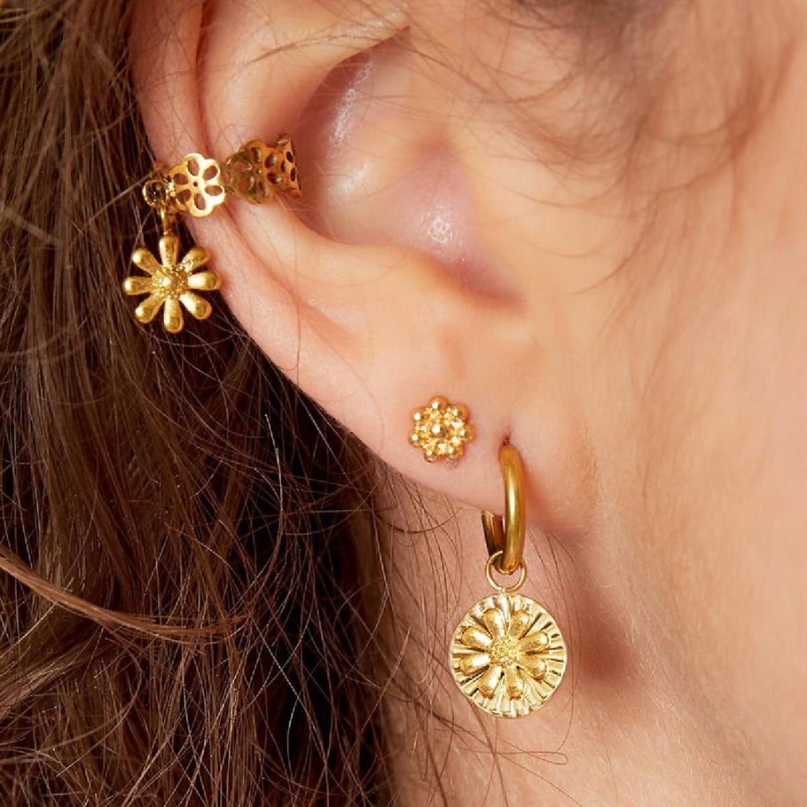 Boucle d'oreille avec breloque marguerite h5Image2